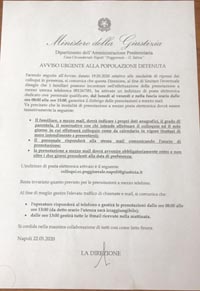 avviso urgente colloqui poggioreale