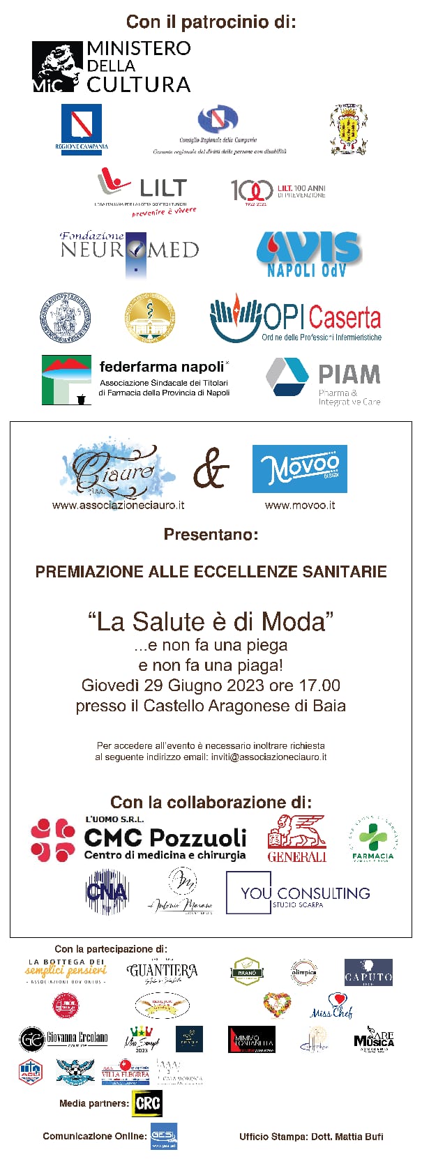 Locandina Premiazione alle eccellenze sanitarie 29 giugno 2023